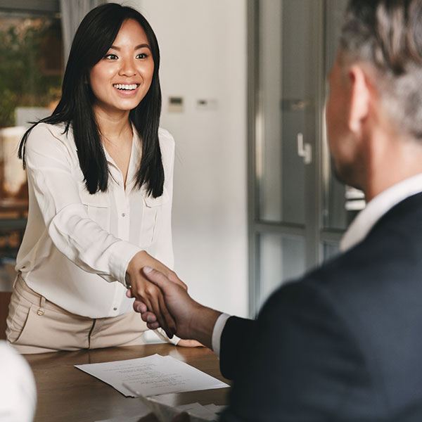 Shaking hands in job interview