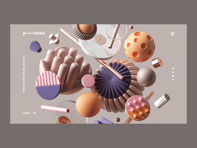 example of 3D elements used for web design