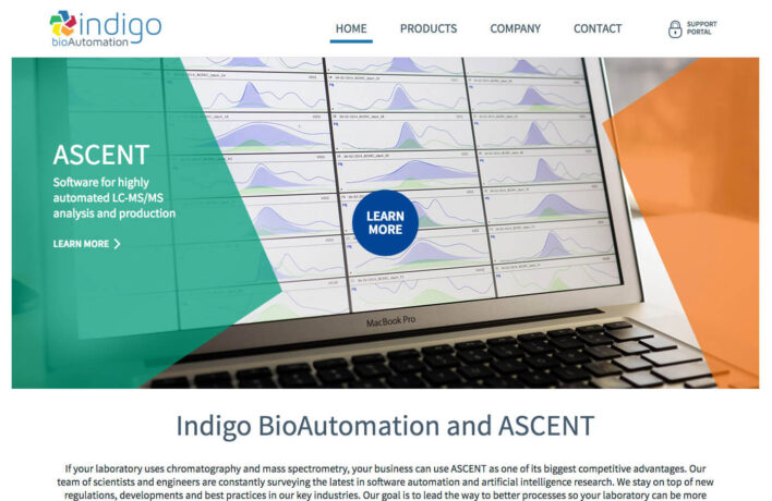 Indigo BioAutomation desktop homepage web design