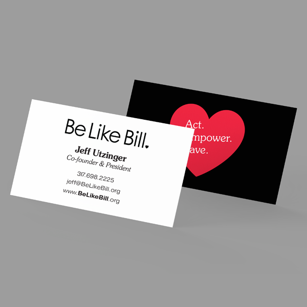 Updated Be Like Bill branding shown on business cards