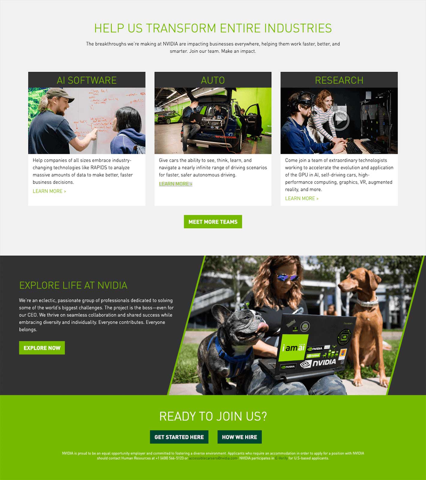 Nvidia’s careers website