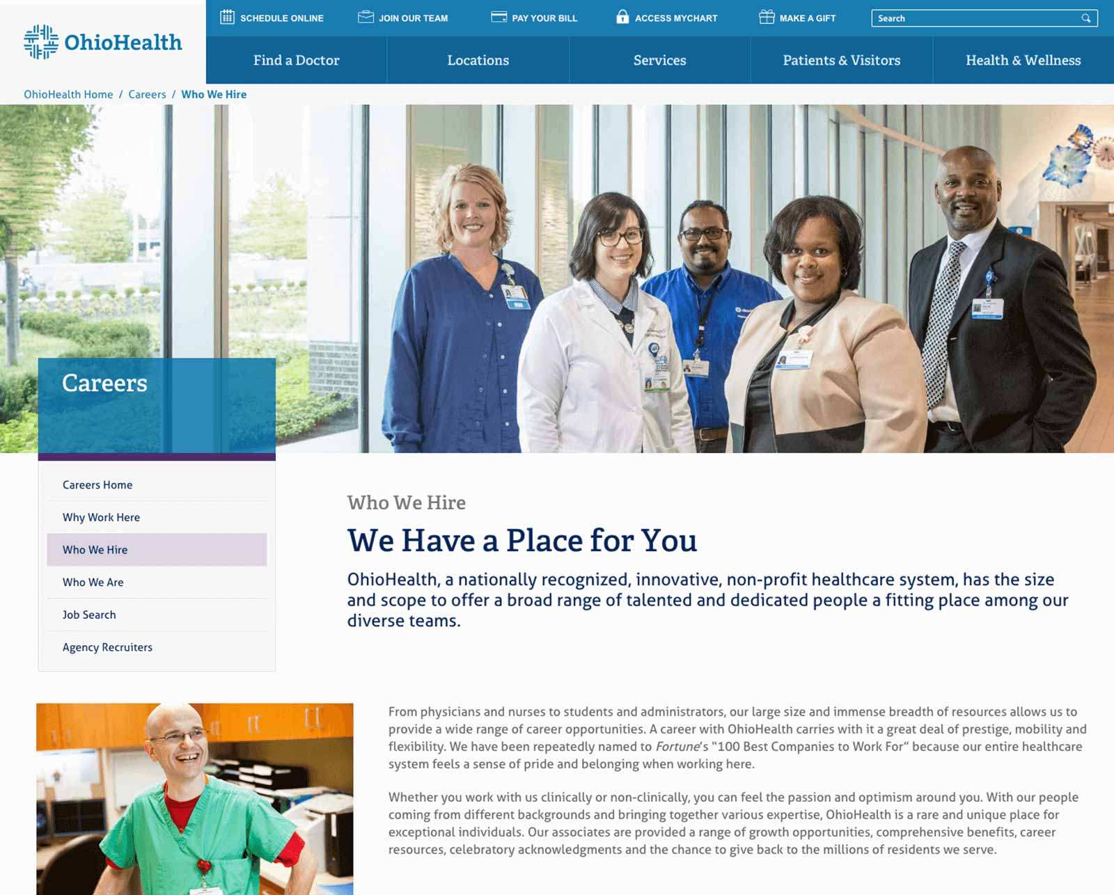 OhioHealth’s careers website