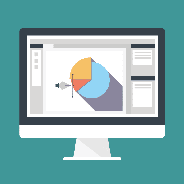 designer creating a pie chart to go with other data visualizations for a website