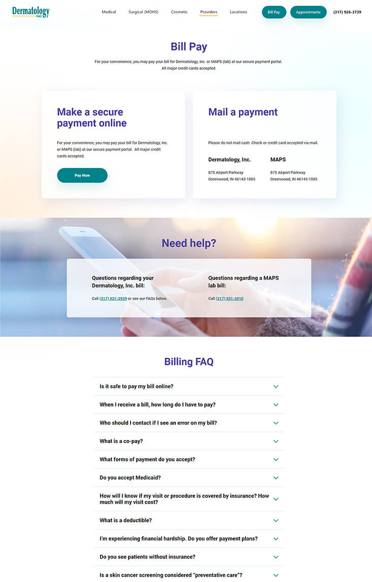 Bill pay webpage