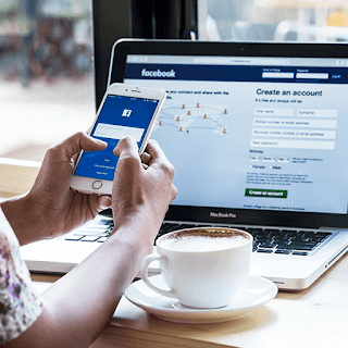 woman logging into facebook