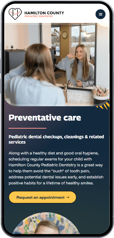 preview of Preventative Care page on HCPD mobile site