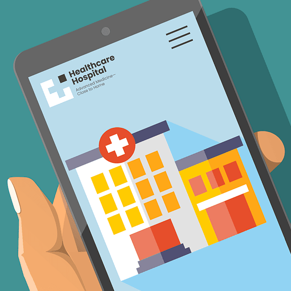 user checks out a good hospital website on his smartphone