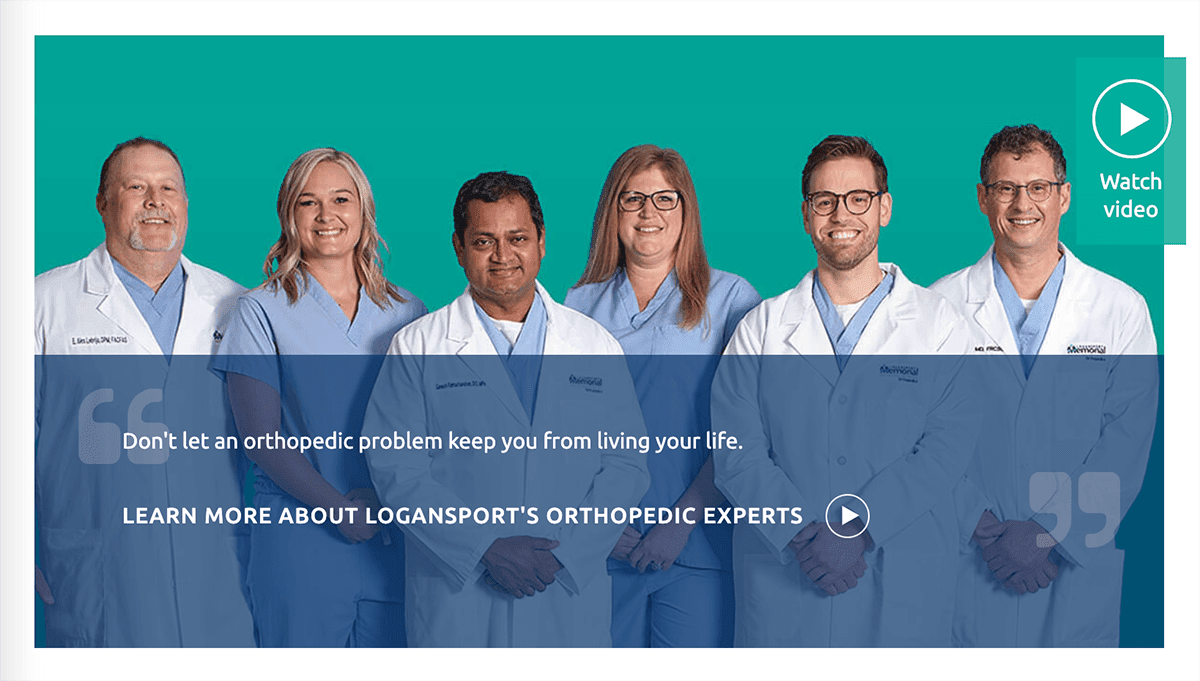 Screengrab of one of Logansport Memorial Hospital's service line webpages with professional headshots of their doctors