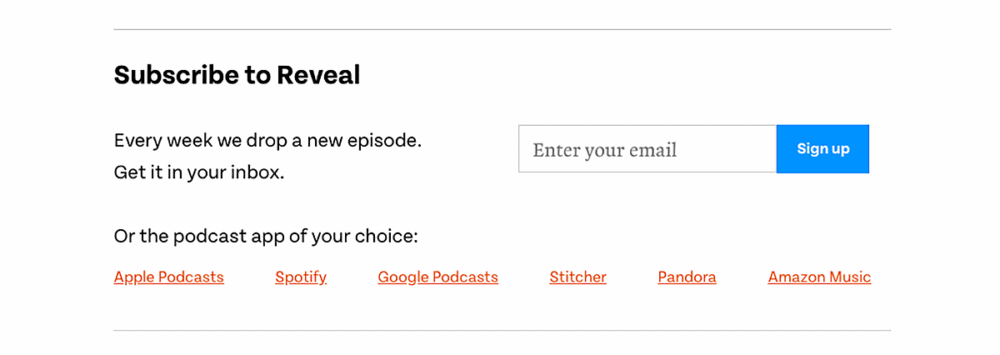 website podcast example: Reveal