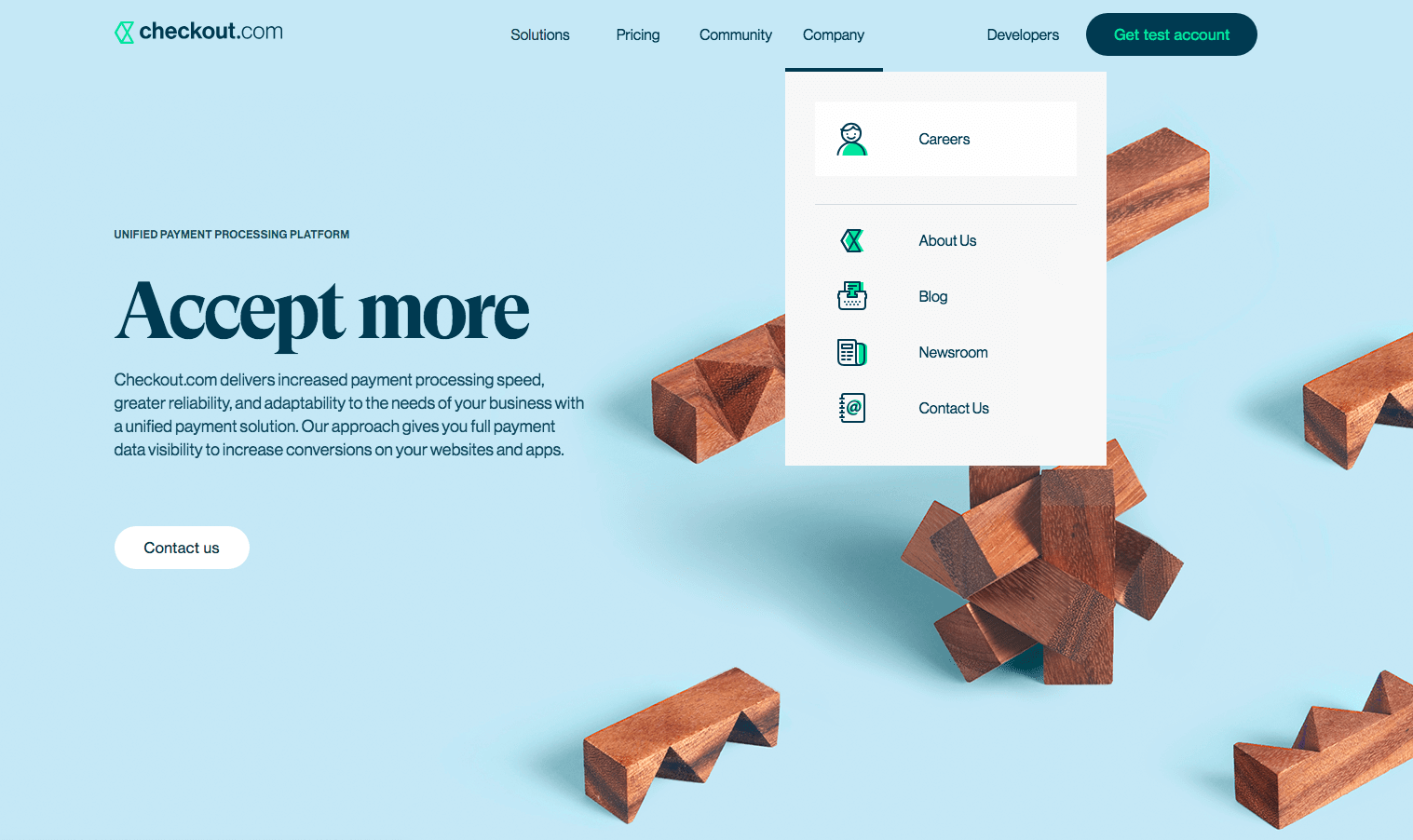 Checkout.com is a good website design example for its clear navigation