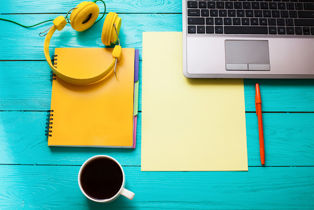 Bright desk with coffee