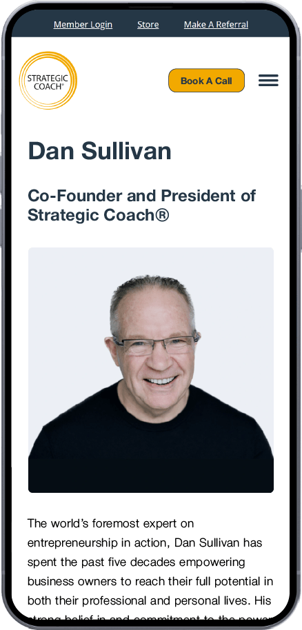 mobile preview of Coach bio page