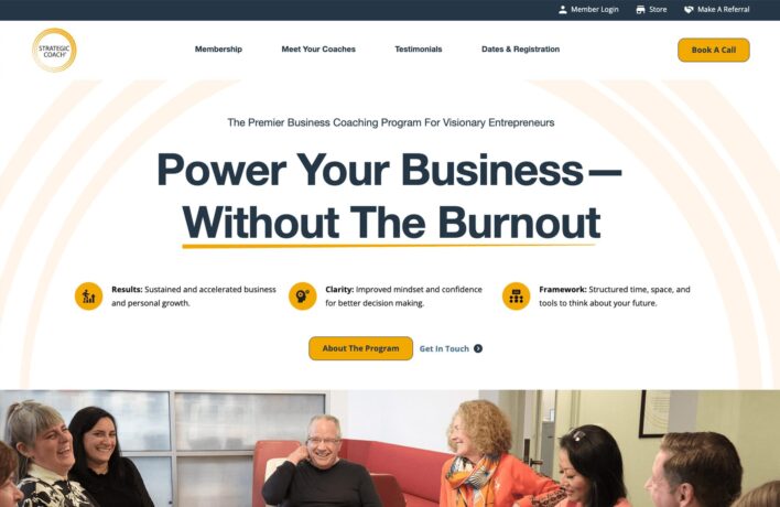 Strategic Coach home page web design