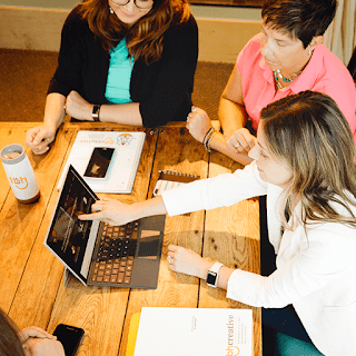 team working at a computer