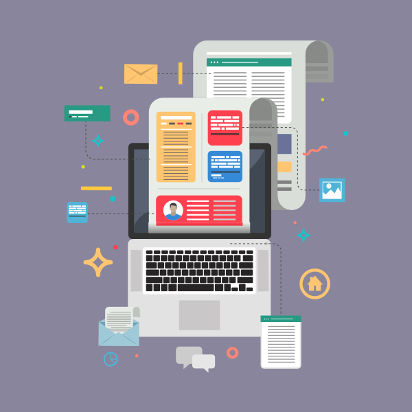 website design drawing with layers